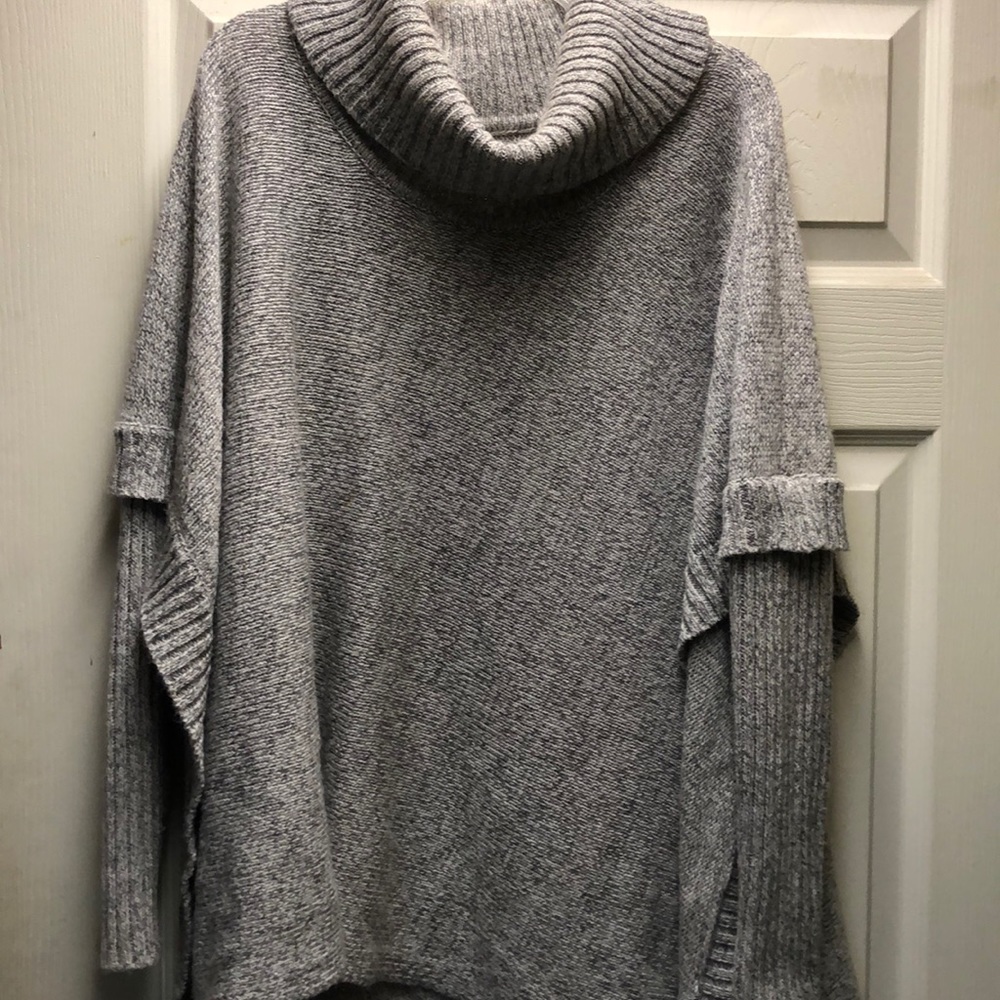 Gray Cowl Neck Sweater Shawl